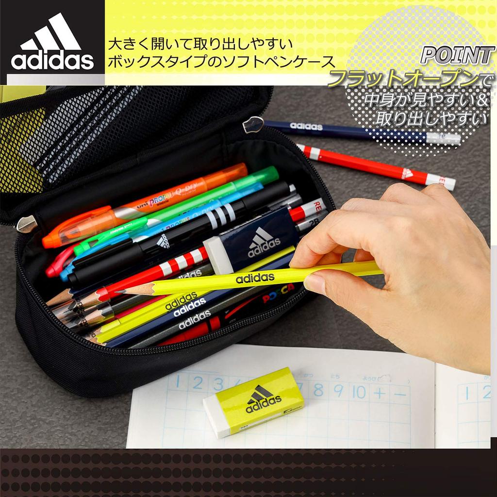 Mitsubishi Pencil Adidas Pencil Case AI06 Black and Gold Enamel and Cloth Box Type PT1503AI06B25