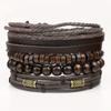 4-Piece Multi-layer Handmade Leather Bracelet Set: Retro and Versatile Design