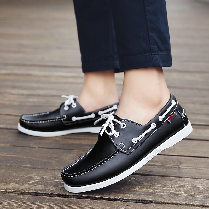 Man Shoe 2025 New Leather Fashion Shoes Classic Men Men Casual Shoes Lace Up Flat Designer Flats Luxury Men Boat Shoes