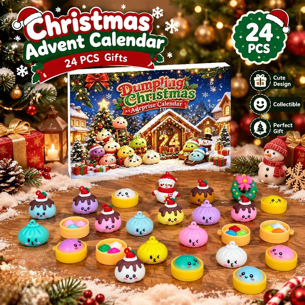 24pcs Christmas Dumpling Advent Calendar, 3D Kawaii Hanging Ornaments, Countdown Gift for Teens