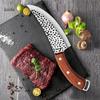 Kitchen Knives Cleaver Meat Chopping Vegetables Butcher Boning Knives Wood Handle Chef Knife Hand Forged Blade with Finger Hole