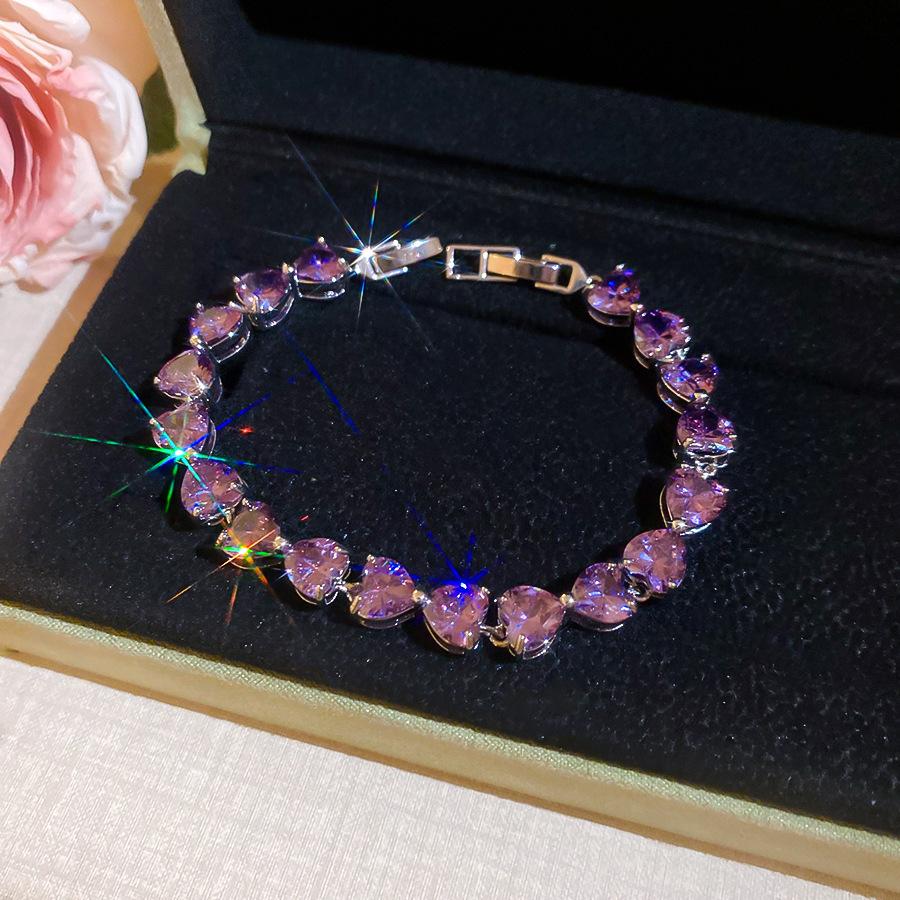 Europe and the United States Hot-selling Color Oval Love Zircon Bracelet Light Luxury Bracelet Personalized Jewelry Women