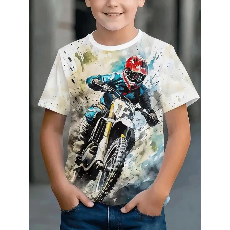 Fashion Children's Clothing Crew Neck Short Sleeve 3D Casual Color Printing Casual Short Sleeve Crew Neck T-Shirt