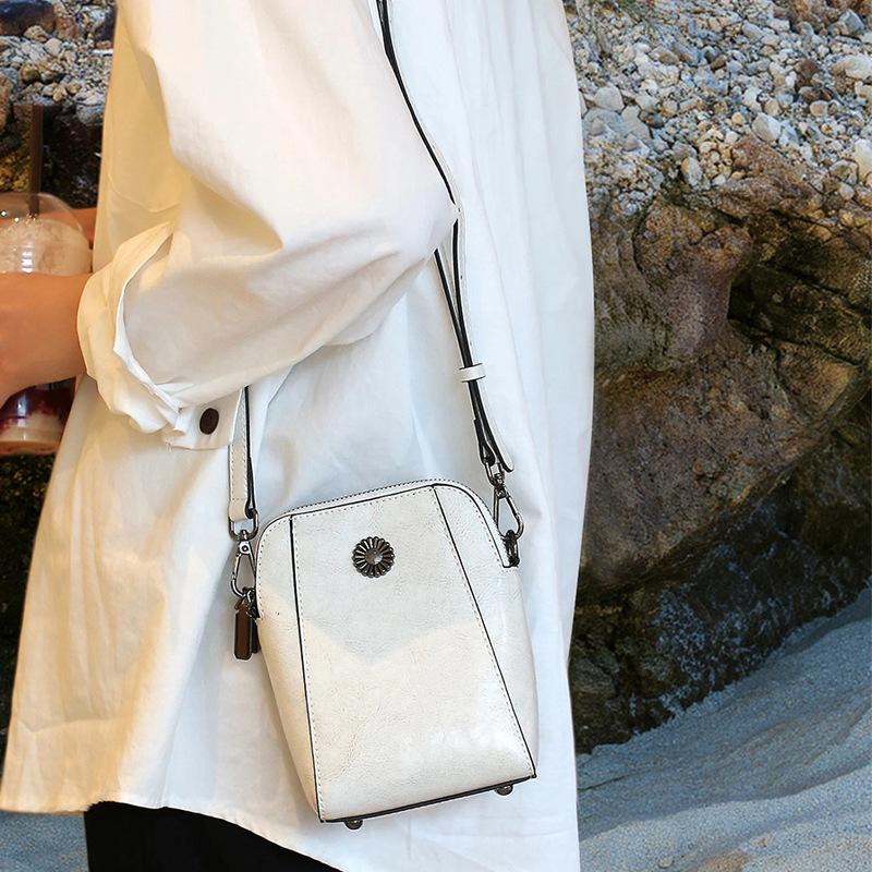 Cowhide Bag, Crossbody Bag, New Hot Selling Women's Bag, Mini Phone Bag, Women's Niche High-end Single Shoulder Bag