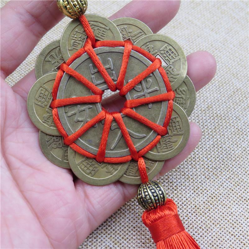 Plum Blossom Ten Emperors Copper Coin Car Pendant - Elegant Safe Ornament Gift