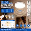 Oplaadbare Bewegingssensor Plafondlamp met Afstandsbediening, 10000mAh Dimbaar, 3-Kleur Batterijgevoede Lamp, Draadloze Kastverlichting voor Hal