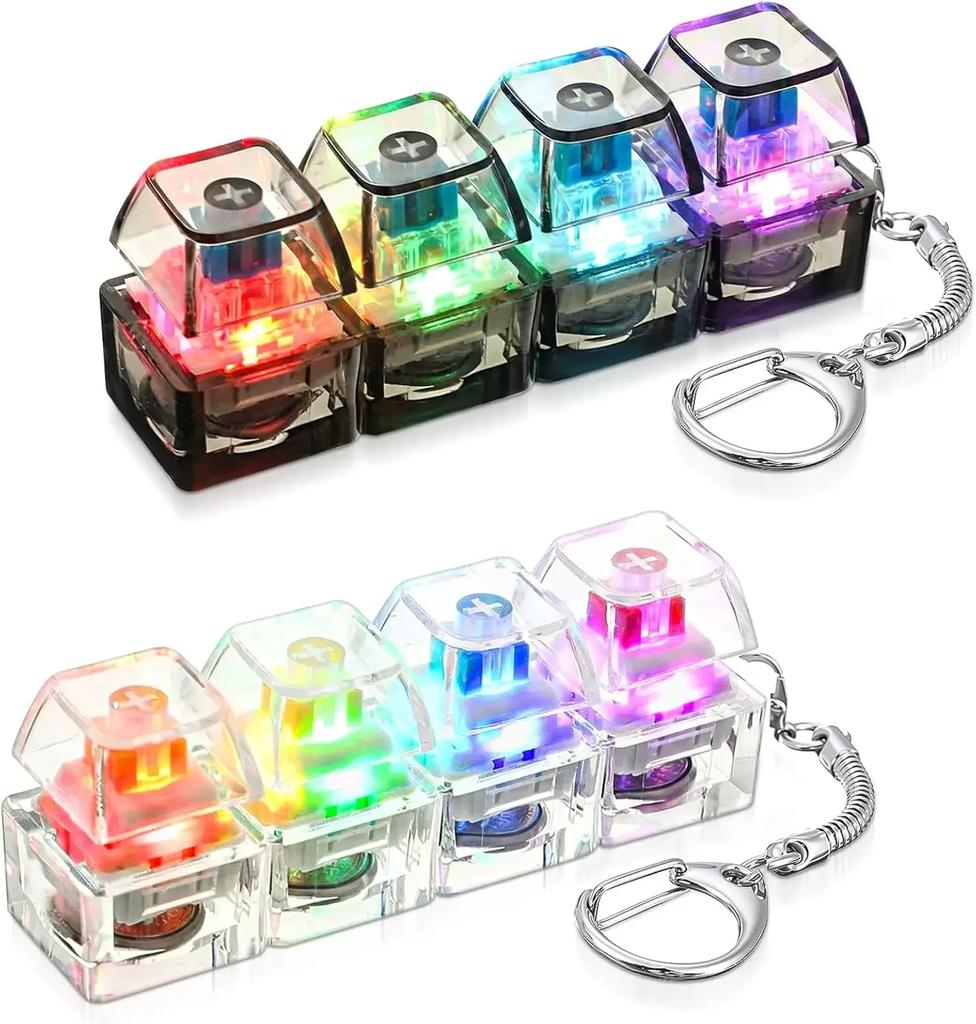 LED Keyboard Keychain Fidget Toys Crystal Clicker Sensory Toy for Stress Relief Keyboard Keychain Fidget Gadget for Adults Amagi