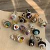 Multi-Element ~ Retro Beaded Ring Women's Trend Index Finger Ring Elastic Folded Ring Casual Jewelry Accessories