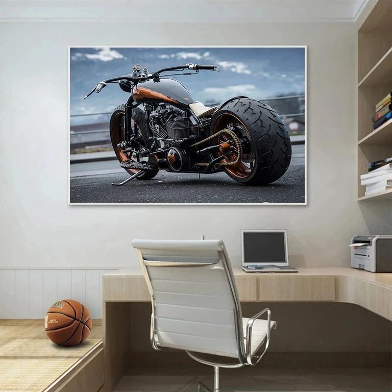 Skvělý obraz motocyklu na plátně Rytířský sen Těžká lokomotiva Plakáty a grafiky Chlapecká výzdoba pokoje Speciální dárek