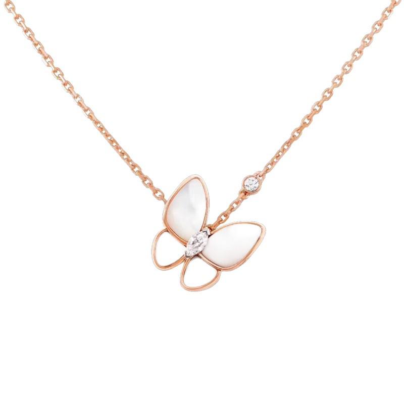 Exquisite Natural White Mother-of-Pearl Butterfly Clavicle Necklace for Women