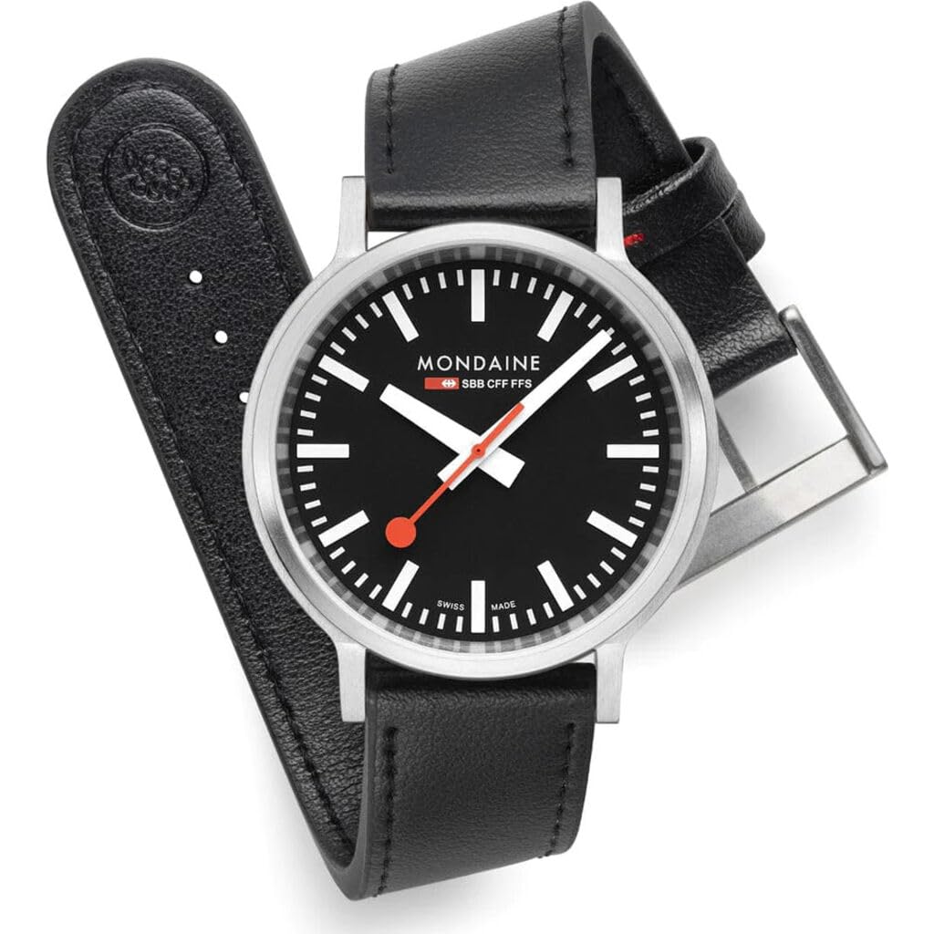 MONDAINE 41mm Watch for Men and Black Grape Vegan Stop-to-Go Women, Dial, Leather, MST.41020.LBV.2SE [Official Import]