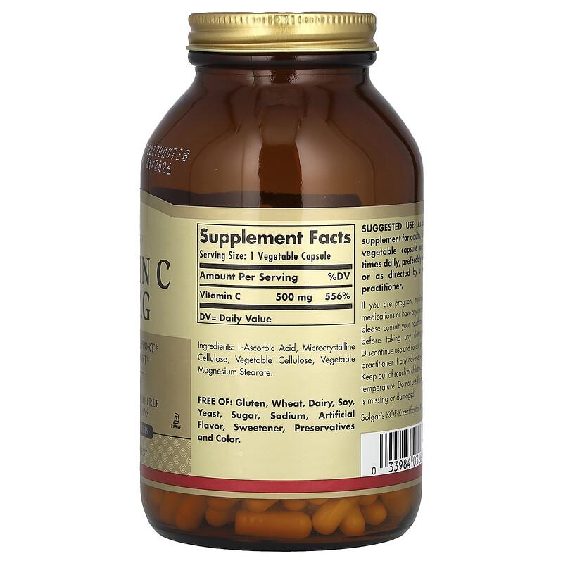 Vitamin C, 500 Mg, 250 Vegetable Capsules