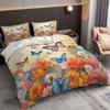 3-teiliges Bettwäscheset ohne Füllung mit Schmetterlingsgarten-Print, verschiedene Größen, geeignet für Schlafzimmer, Studentenwohnheime, bequem, maschinenwaschbar