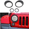 2007-2017 Jeep Wrangler JK Headlight Cover & Front Turn Signal Light Trim Kit For Jeep Wrangler JK | 4x | Black | Adhesive | Aluminum