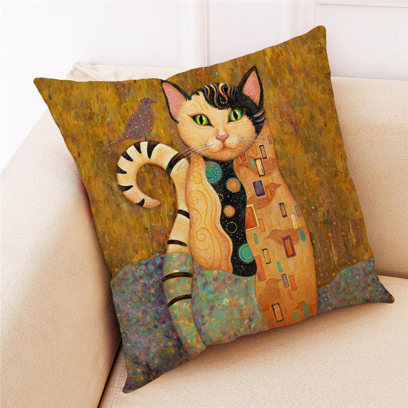 Federa per cuscino con stampa di gatti vintage, per soggiorno, divano, camera da letto, decorazione