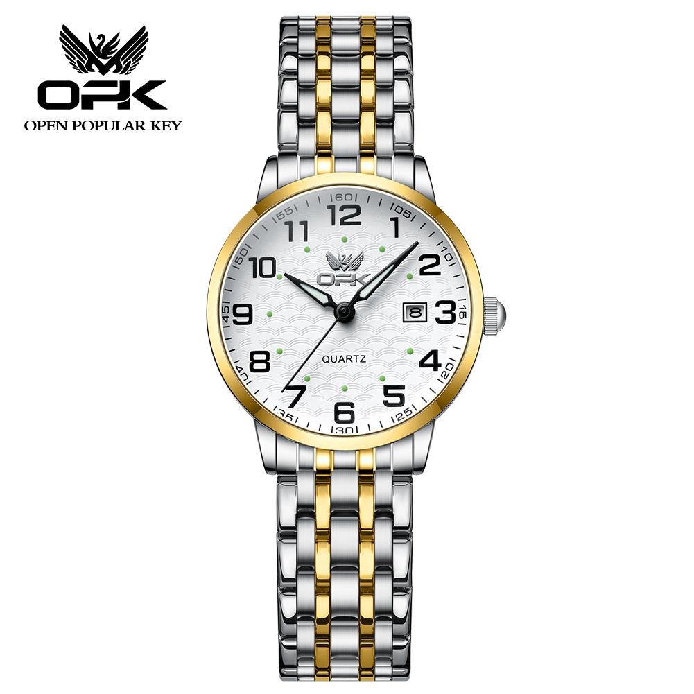 OPK Brand Fashion Waterproof Steel Belt Single Calendar Trend Ladies Quartz Watch 6006
