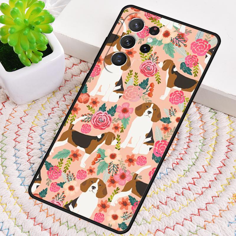 Beagle Floral Dog Phone Case for Samsung Galaxy note 10 pro S26 Ultra S23 S24 FE S25 S21 S22 PLUS shockproof Cove