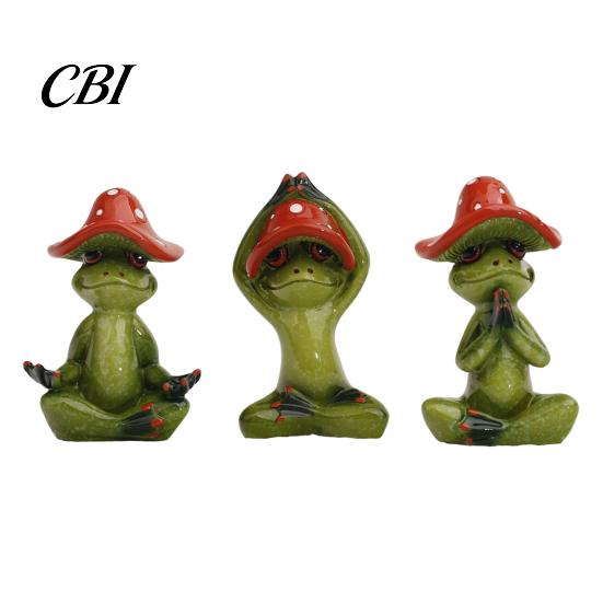 Dekorative Pilzstatue Yoga-Frosch-Figur, Kreative Harzstatue, Niedliche Sitzende Lustige Schreibtischdekorationen Grünes Ornament für Zuhause Büro Regal