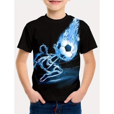 Cool Football T-Shirt Children's T-Shirt Boy Outdoor Baby Summer Clothes Short Sleeve 3D Soccer Print Clothes for Girls T-Shirt
