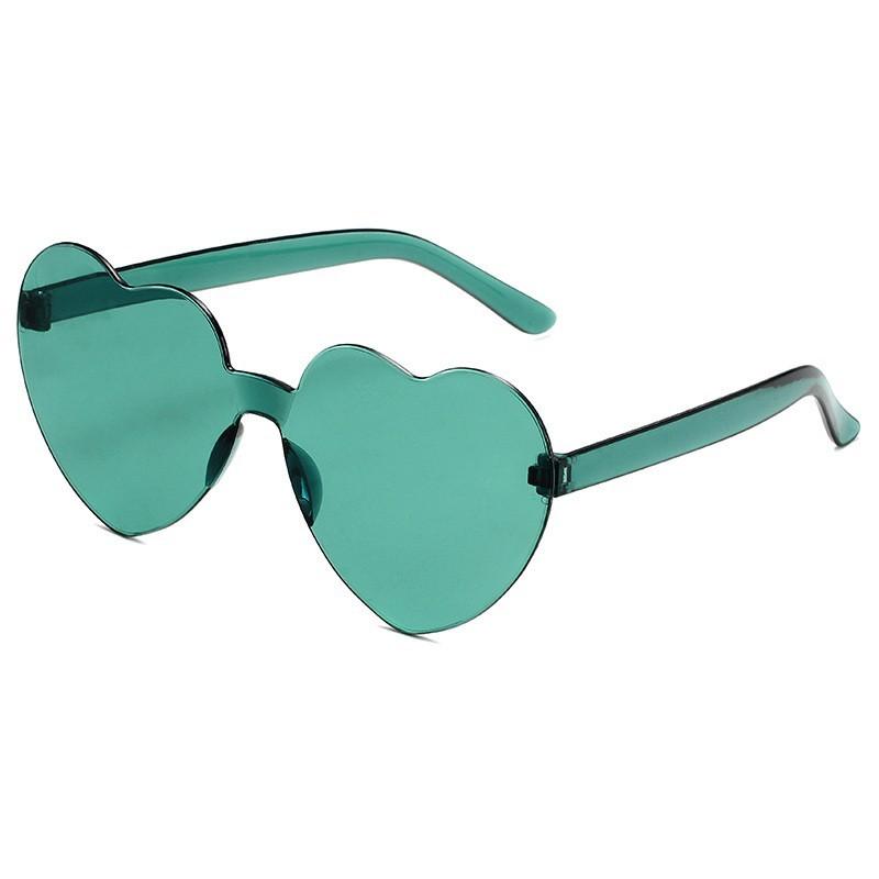 Rimless Heart Shaped Sunglasses, Transparent Candy Color Shades, Unisex Love Eyewear for Festivals, Parties and Daily Streetwear