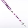 Charming Purple Color Rosary Necklace Women 8mm Round Glass Beaded Chain Cross Pendant Long Necklaces Praying Zircon Gifts