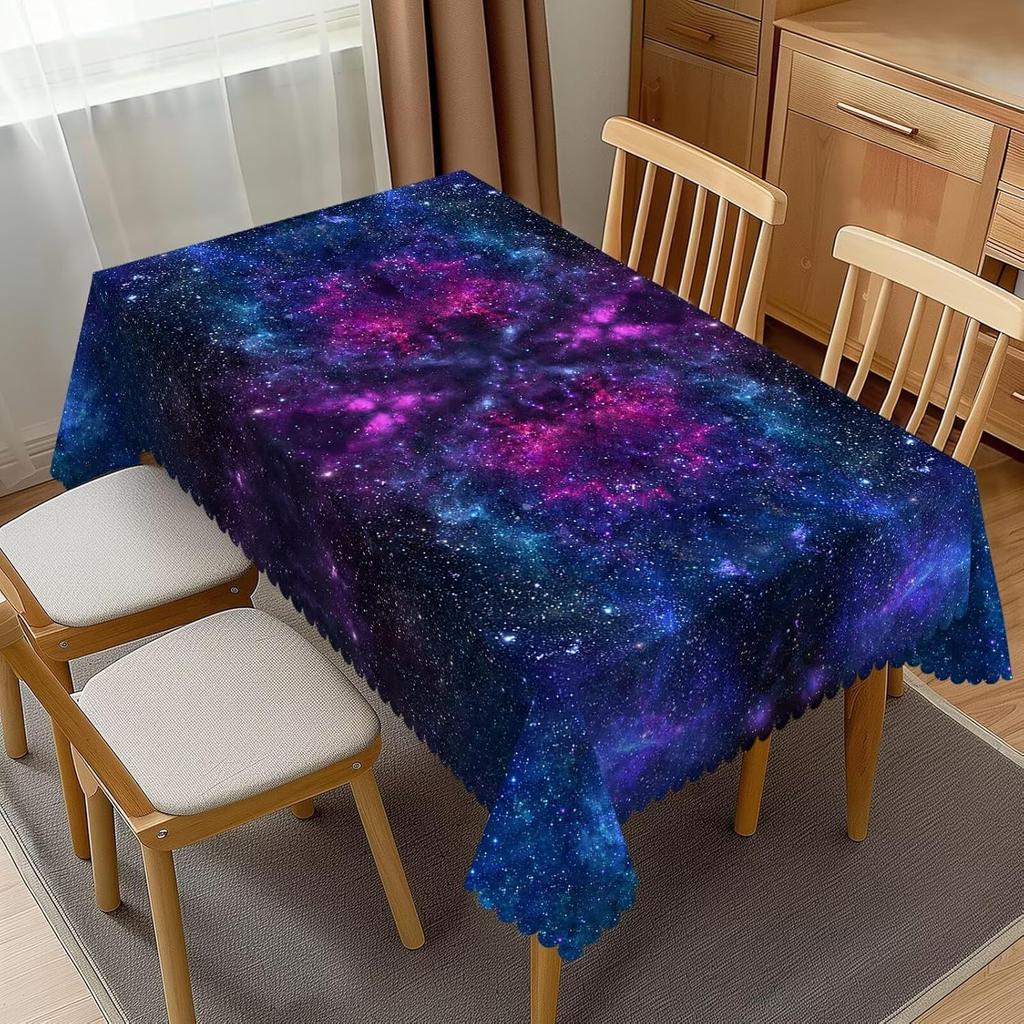 Space Galaxy Rectangle Waterproof Tablecloth Table Decor Space Starry Night Sky Kitchen Dining Tablecloth Holiday Party Decor