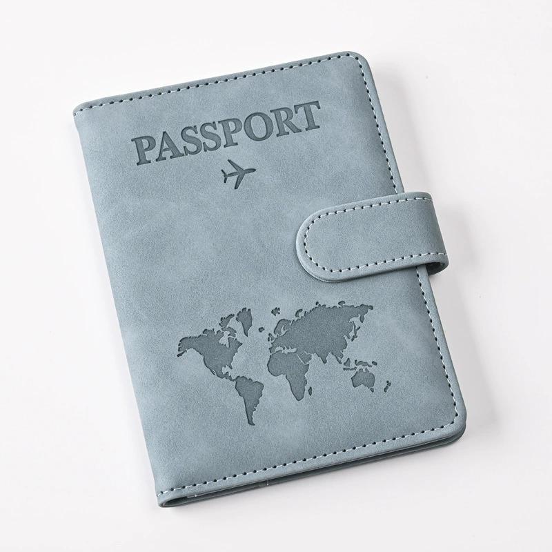 Men Women Nubuck Leather Passport Cover Travel Mad Holder Case Ticket Wallet with Credit Card Holder Protector Cover