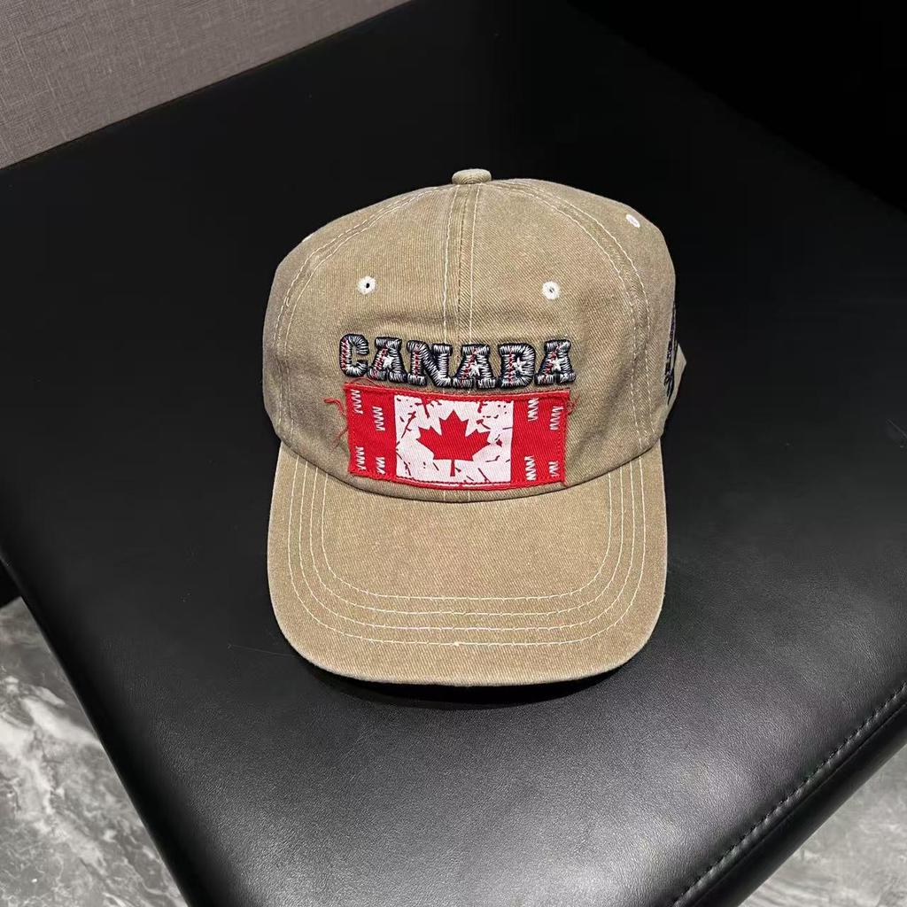 Washed Cotton Maple Leaf Canadian Embroidered Baseball Cap Washed and Old Canadian Cap
