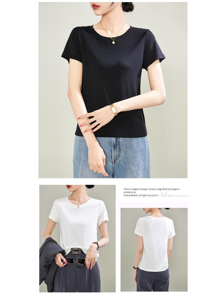 Women's Double-sided Tencel Modal Round Neck Short-Sleeve T-shirt - Summer 2025 Collection
