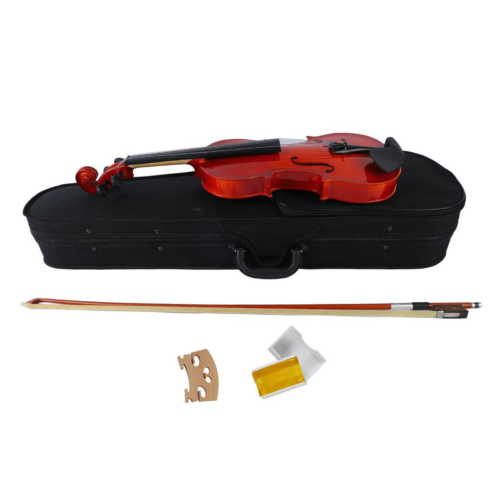 Wooden Violin Bow Case Bridge Kit Comfortable Hand Feel Stable Wood Violin for Beginner