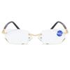 Anti Blue Ray Reading Glasses Dimond Cutting Rimless Eyewear Men Anti Fatigue Hyperopia Presbyopic Glasses +1.5
