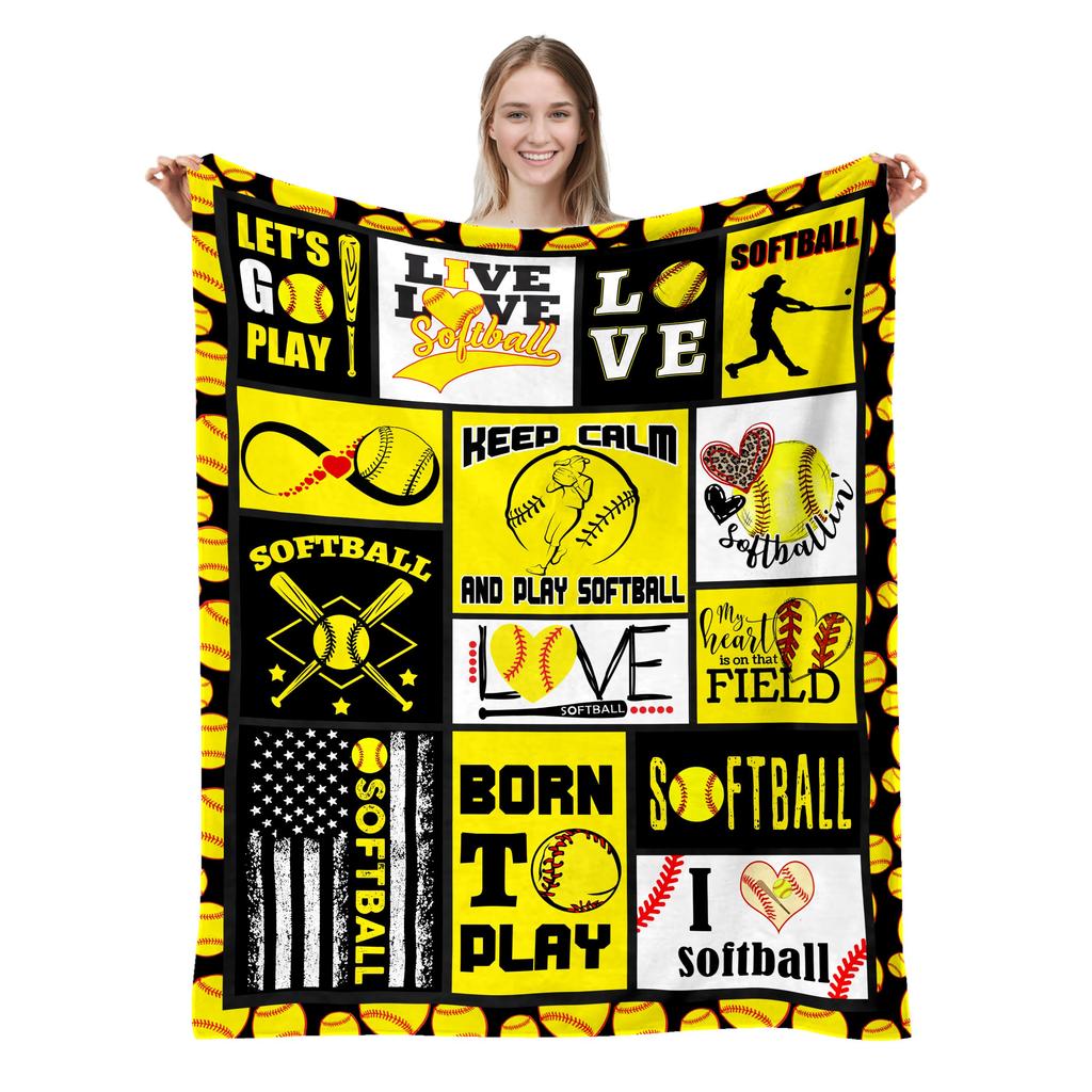 Softball Blanket, Fashion Softball Gifts for Girls Boys Teenagers, Super Soft Warm and Comfortable Throw Blanket for All Season