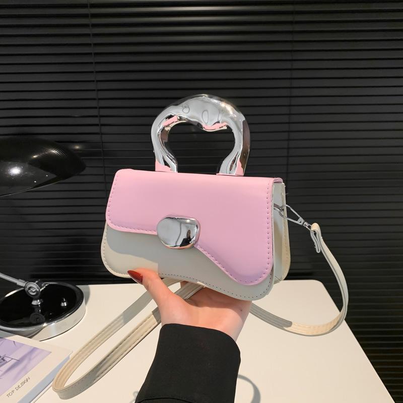 

Сумка женская новая нишевый дизайн характерная модная контрастная сумка-тоут трендовая изысканная на плечо мессенджер розовый