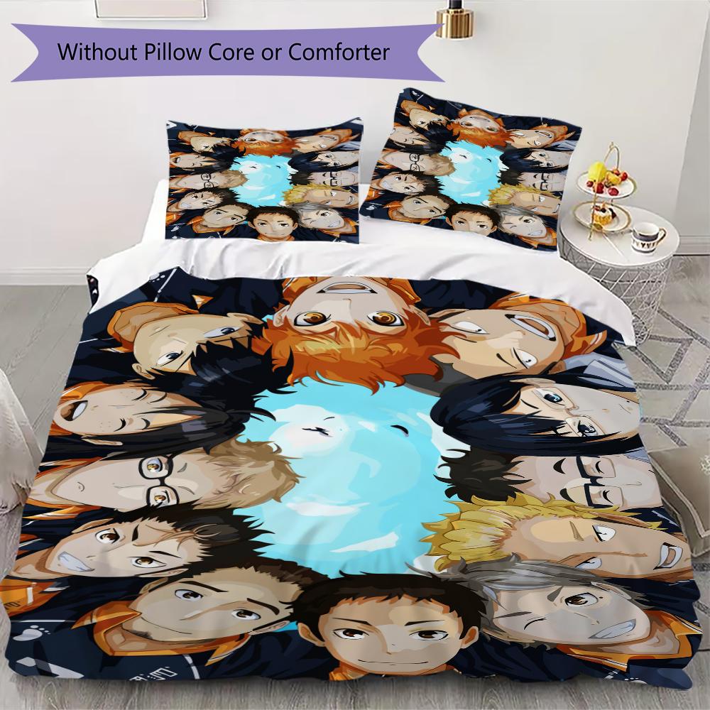 Haikyu!! Anime Pattern Bedding uilt Set uilt Cover Pillowcase Home Decoration Birthday Gift (1 * duvet cover + 2 * pillowcase  without core)53