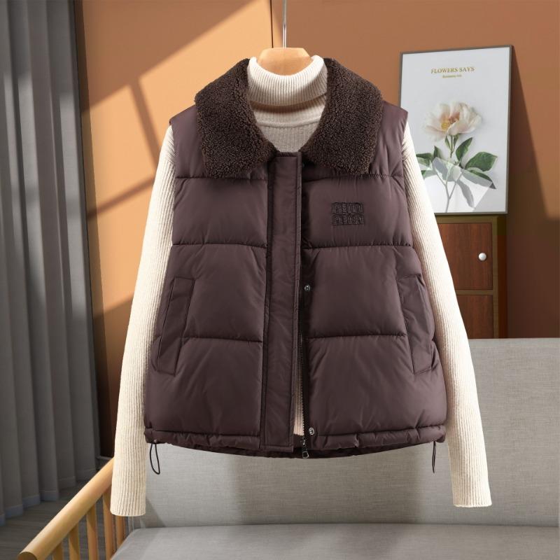 

Жилет из овечьей шерсти с лацканами, утолщенный хлопковый жилет, женский короткий осенне-зимний новый жилет-куртка XXL темно-коричневого