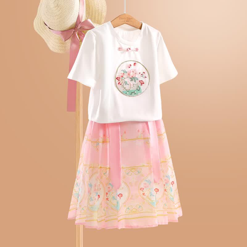 Little Tiger Patty Girls' Summer T-shirt & Pearl Skirt Set