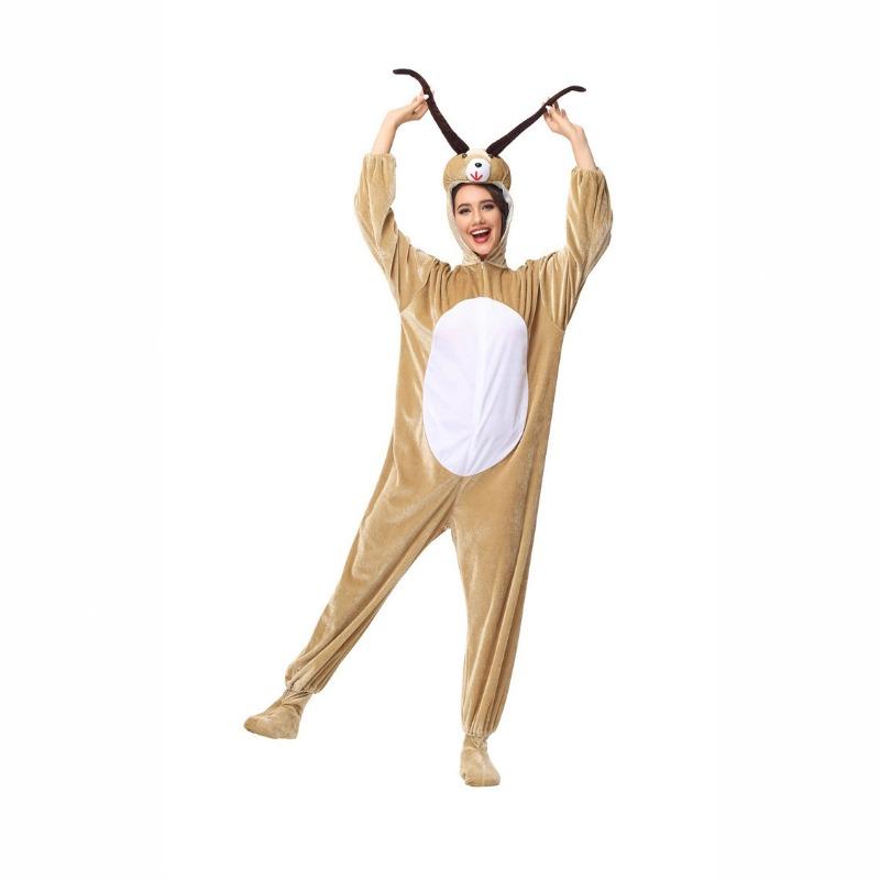 

Хэллоуин взрослый мультяшный животный комбинезон костюм коза животное костюм для косплея L