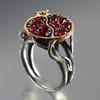 Vintage Fruit Fresh Red Garnet Rings For Women Resin Stone Pomegranate Jewelry Ancient Anniversary Ring