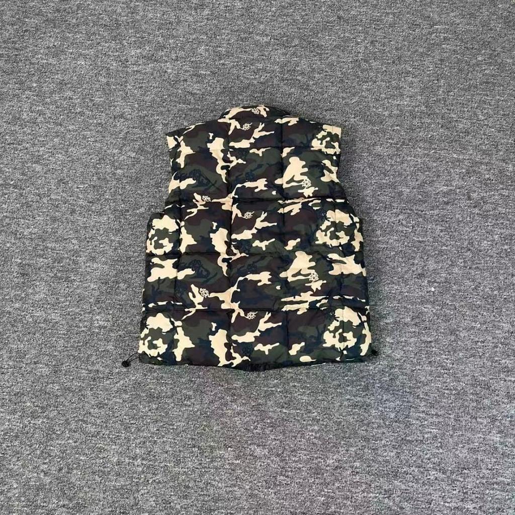Autumn Reversible Camouflage Down Vest Jacket with Stand Collar