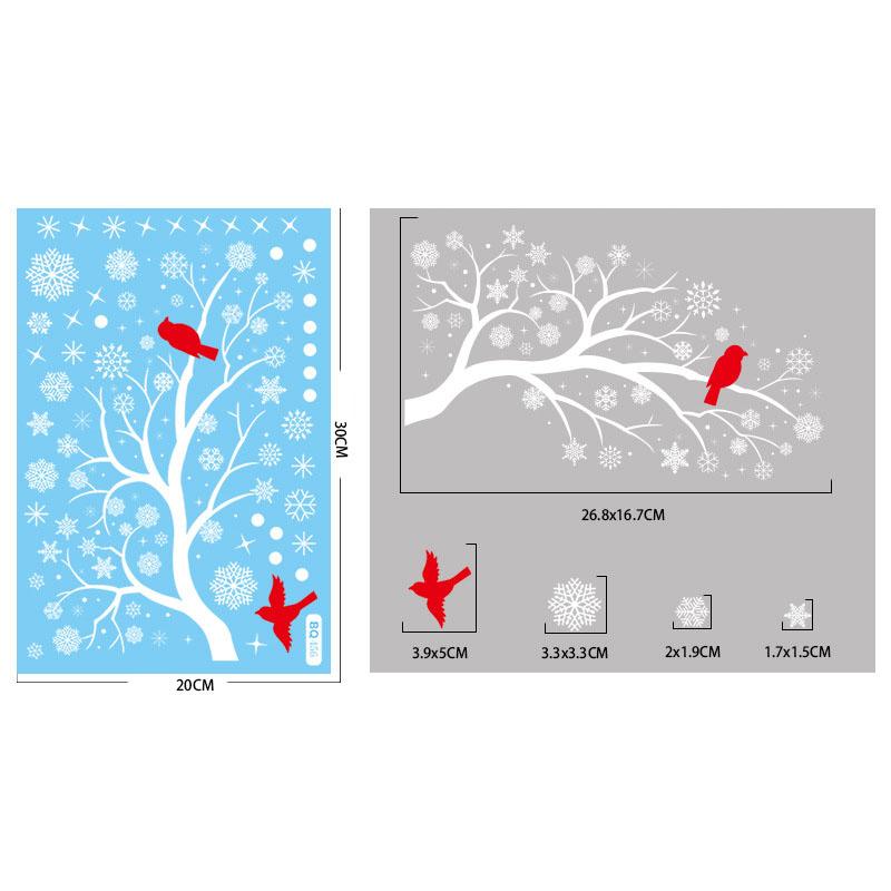 Christmas Winter Snowflake Stickers Santa Claus Xmas Tree Branch Window Glass Sticker Merry Christmas Decor Happy New Year
