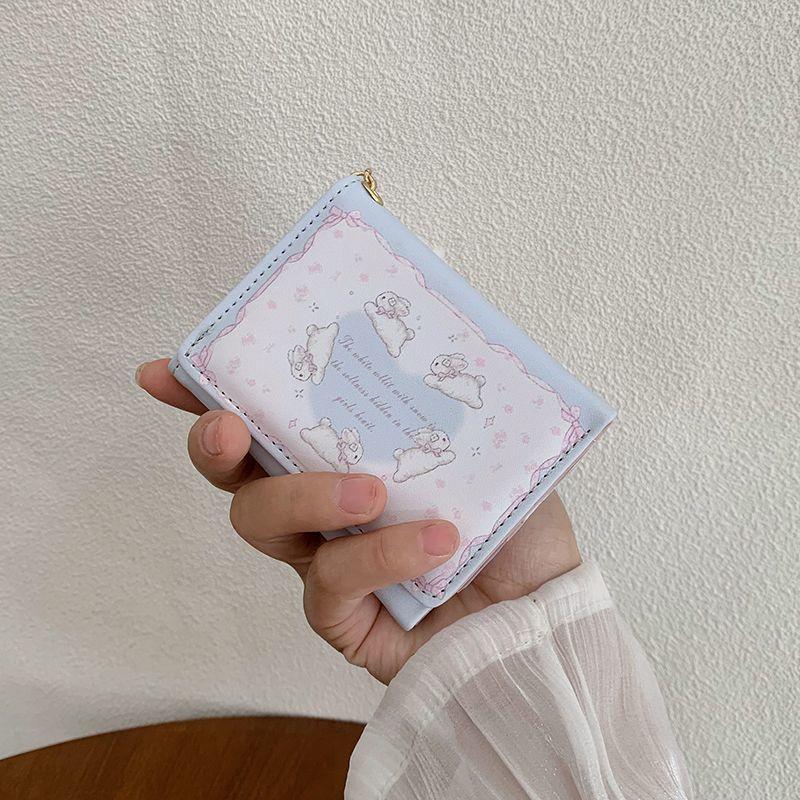 

Женский короткий кошелек-трифолд на молнии с дизайном кролика, деловой кэжуал, женский картхолдер, подарки, необходимые вещи для женщин, кошелек синий