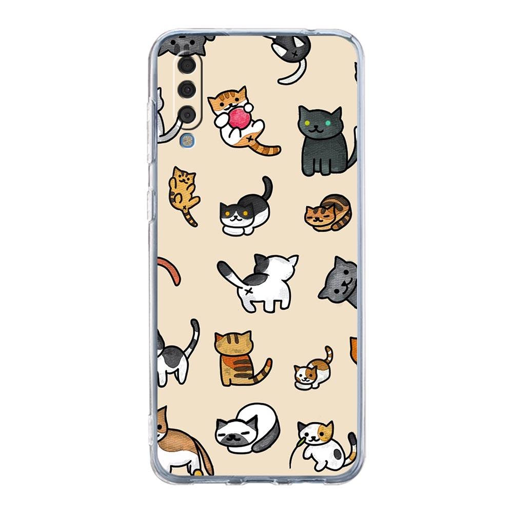 Phone Case For Samsung A14 A50 A70 A30 A40 A20E A10S A20S A02S A04S A12 A22 A32 A34 A42 A52 5G A54 Cat Cute Kitten Cartoon Cover