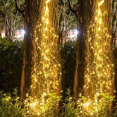 1pc Solar LED Solar Waterfall Light,fairy Wreath Light,8 Mode Lighting Modes,for Courtyard,garden,balcony,trees,fence,decoration