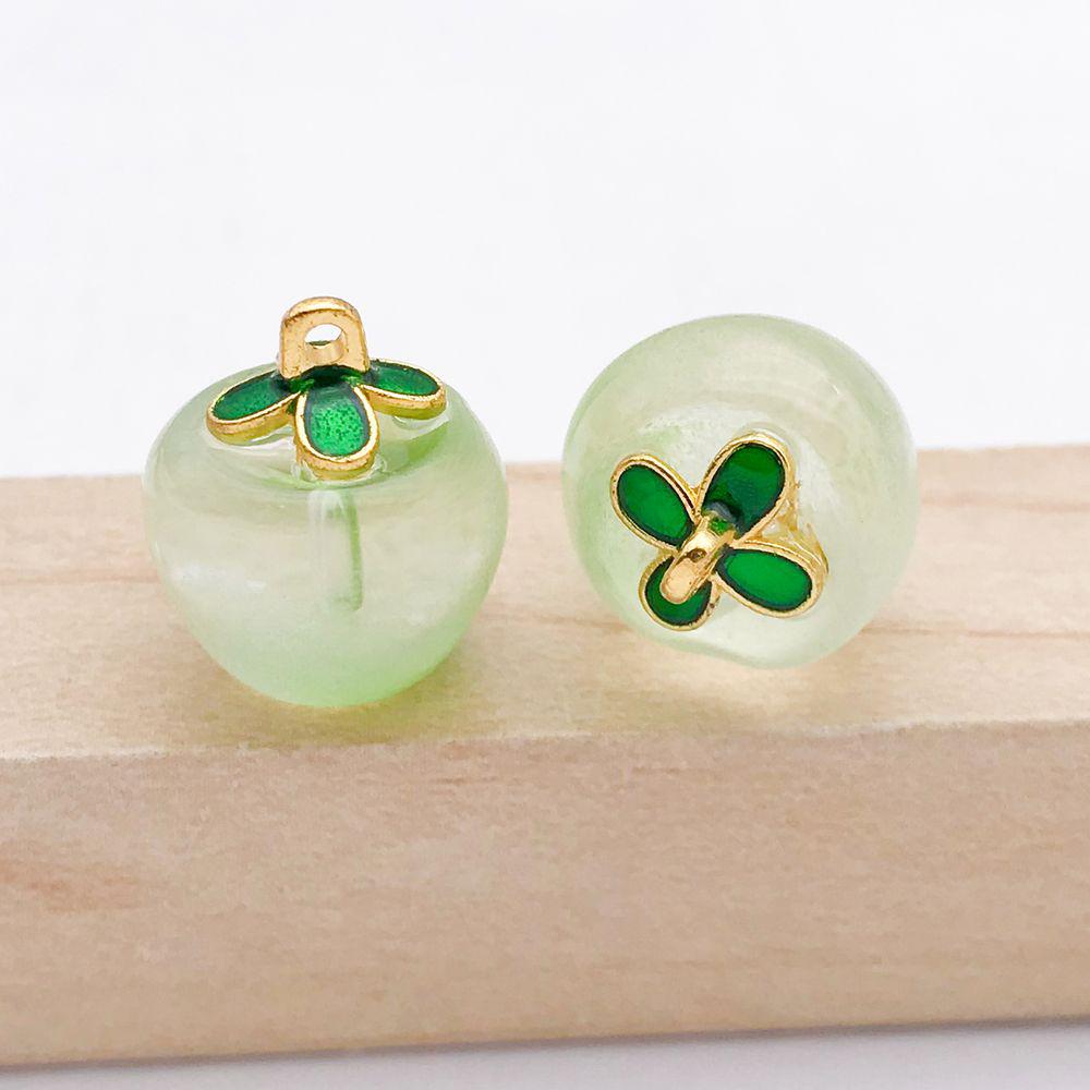 Set of 12 Colorful 3D Glass Apple Charms for DIY Bracelets & Necklaces