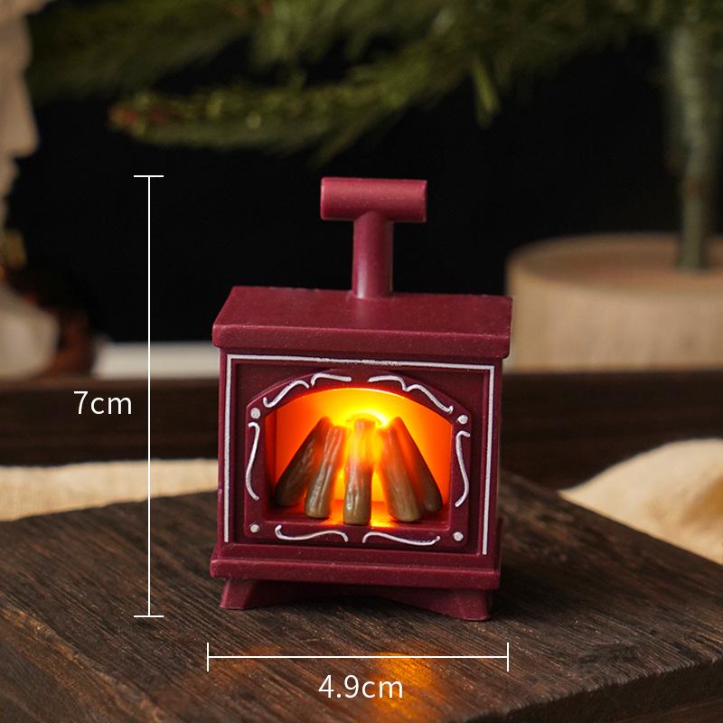 Creative LED Mini Fireplace Simulation Lamp - Retro Christmas Ornament and Electronic Candle Decor