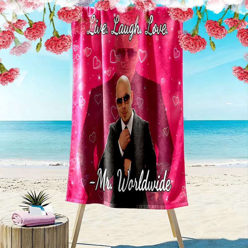 Mr. Worldwide Print Beach Towel, Large Soft Quick Dry Towel for Beach Camping Swimming