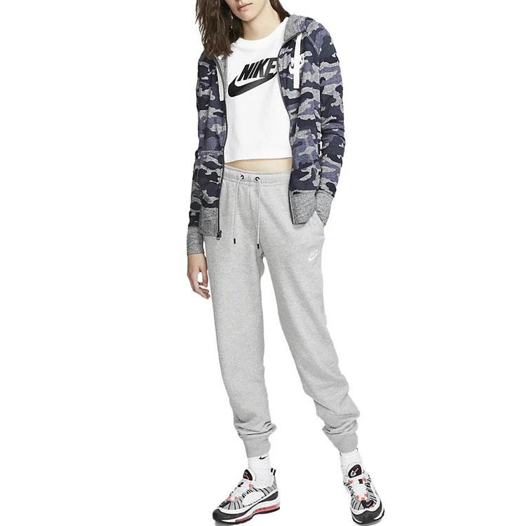 Nike Embroidered Logo Drawstring Knit Sweatpants Women Bottoms Grey BV4096-063