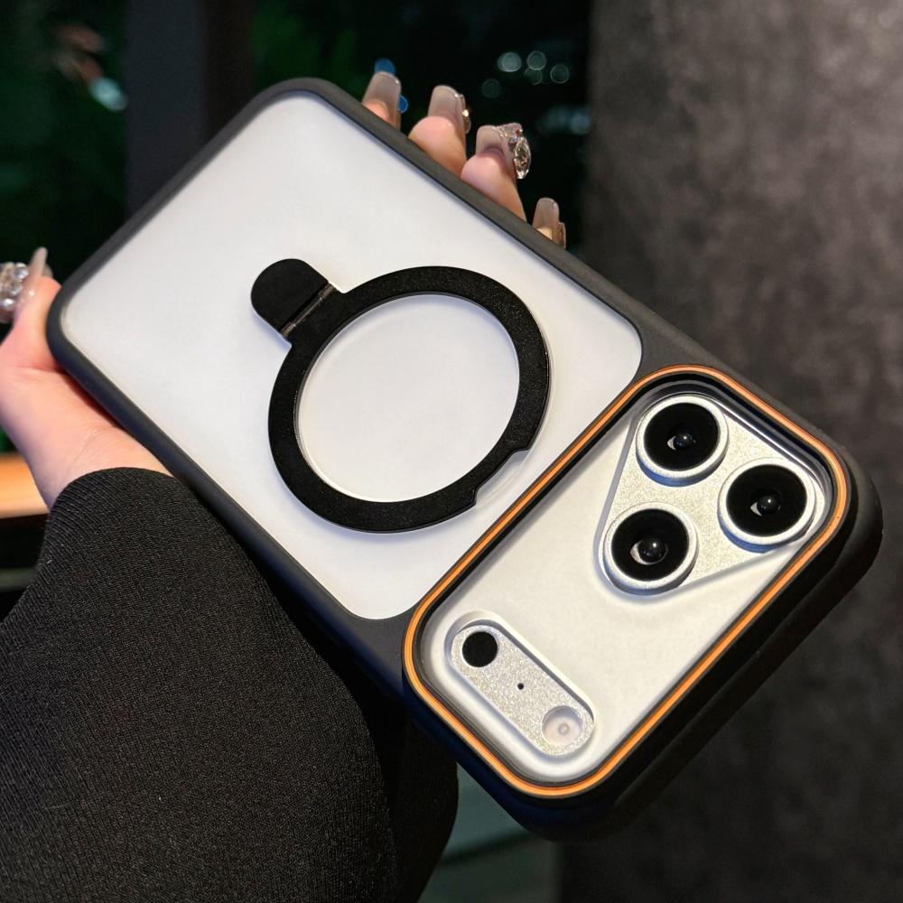 Ring Bracket Stand Holder Magnetic For Magsafe Frosted Case For iPhone 17 15 16 Pro Max 11 12 13 14 Plus Matte Soft Bumper Cover
