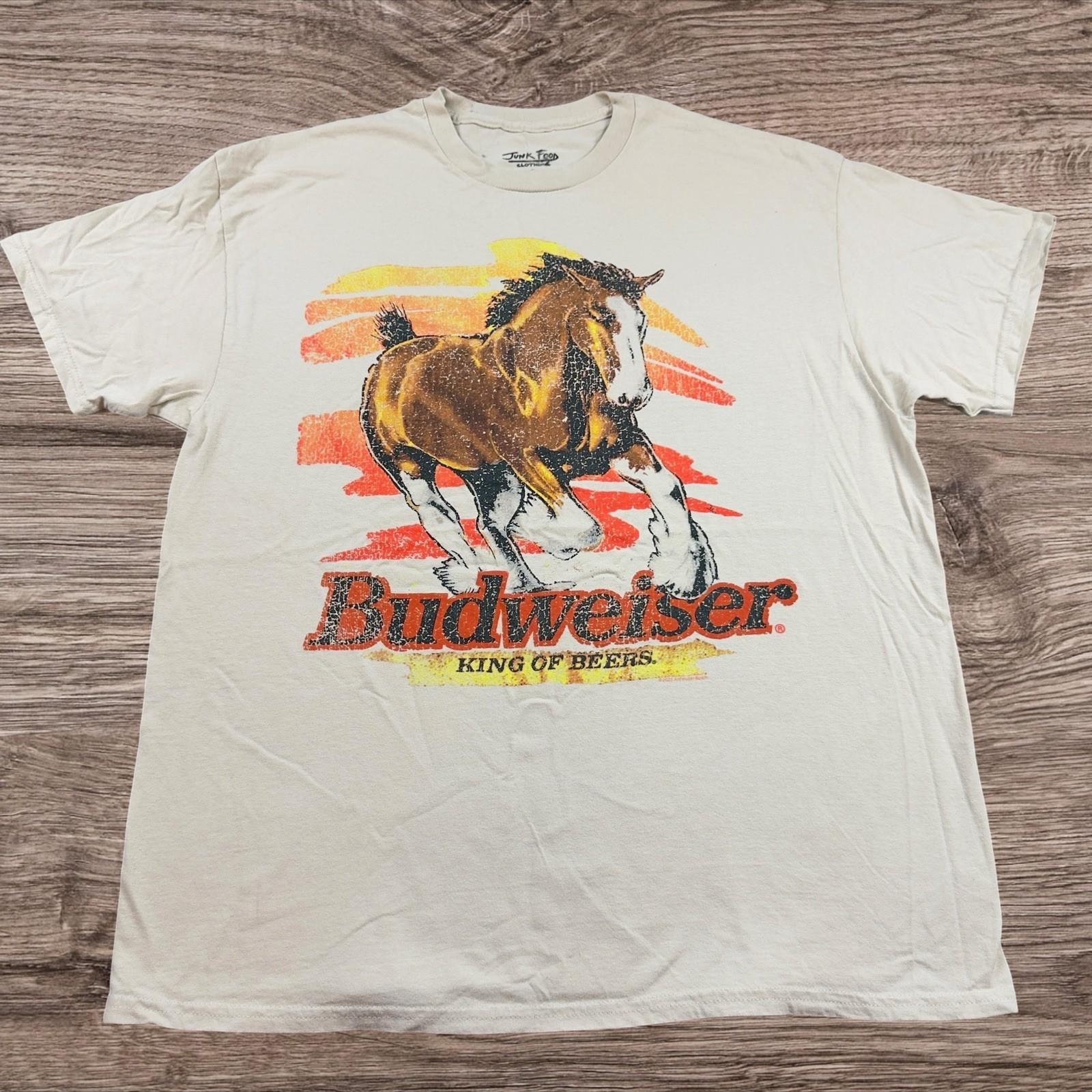 Budweiser / Junk Food Clothing / Retro Graphic Adult Size Large Unisex T-Shirt S