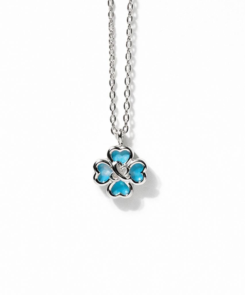 Loveenb [14K Gold] Turquoise Clover Necklace